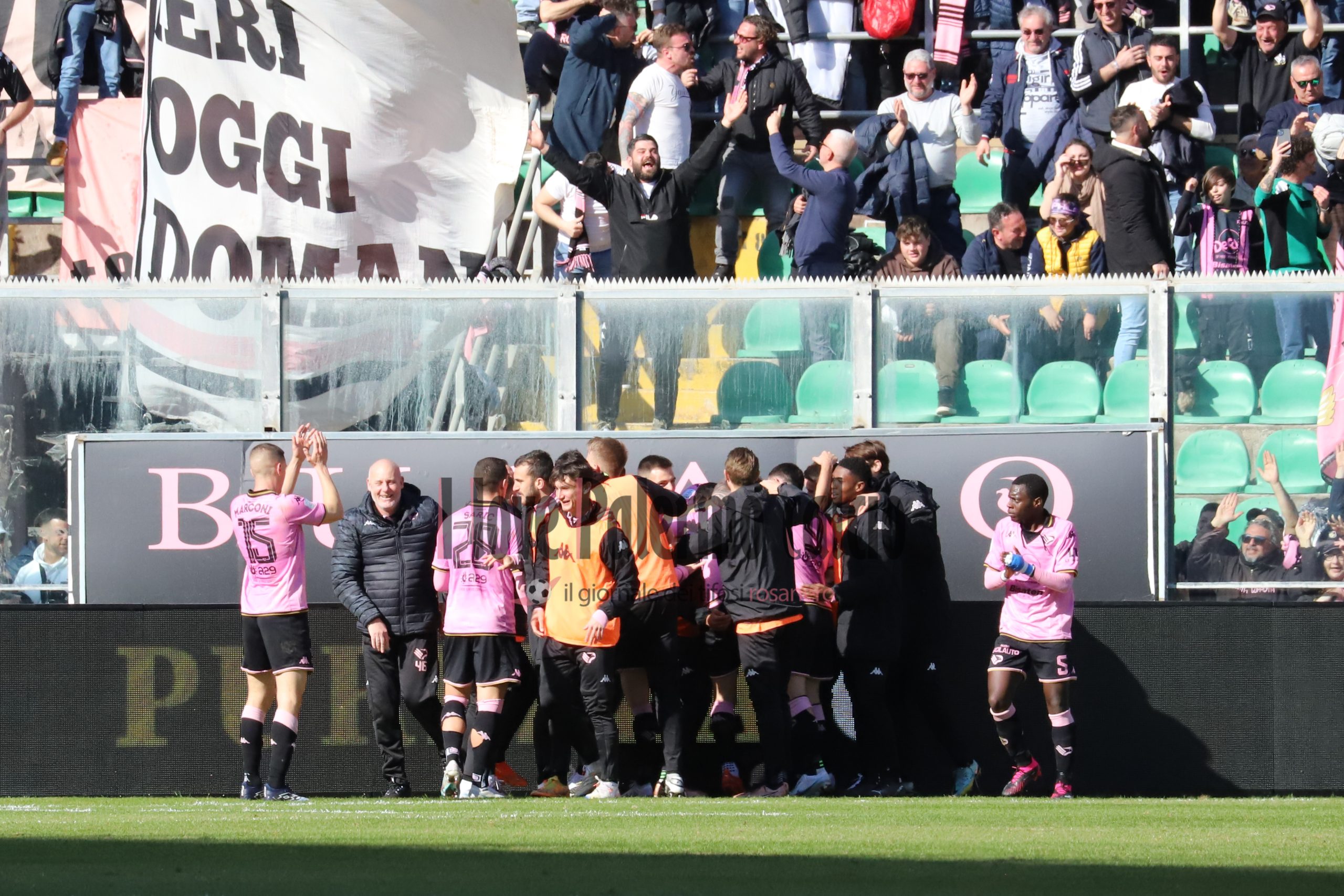 palermo frosinone 1-1 serie b (84) esultanza squadra gol verre