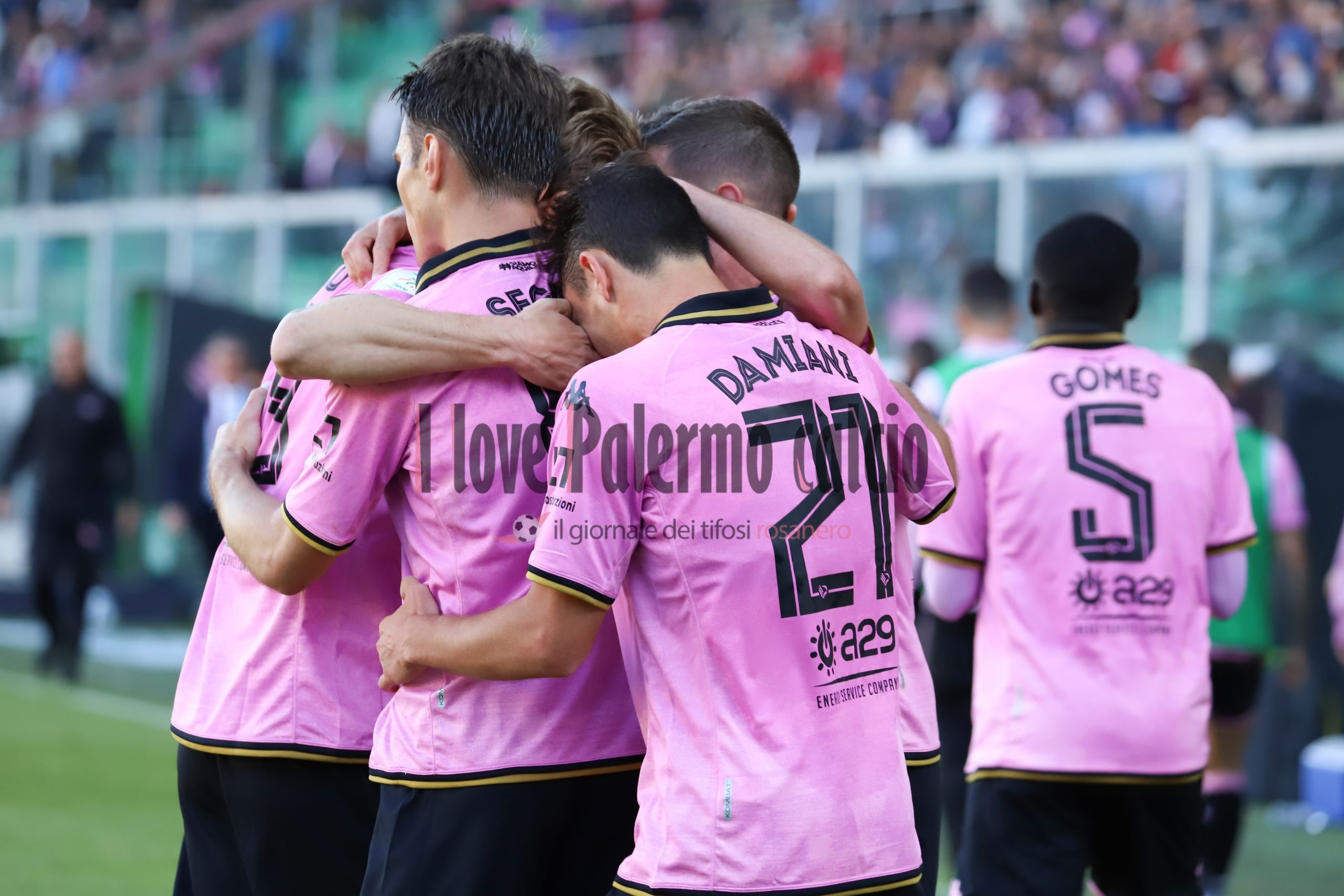 Palermo-Benevento Serie B 1-1 (67) squadra esulta gol annullato damiani