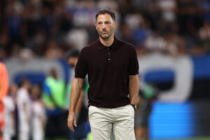 Mister Domenico Tedesco in panchina - Foto BFC