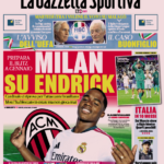 Prima pagina Gazzetta dello Sport: “Milan su Endrick”